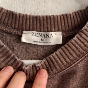 ZENANA brown crewneck